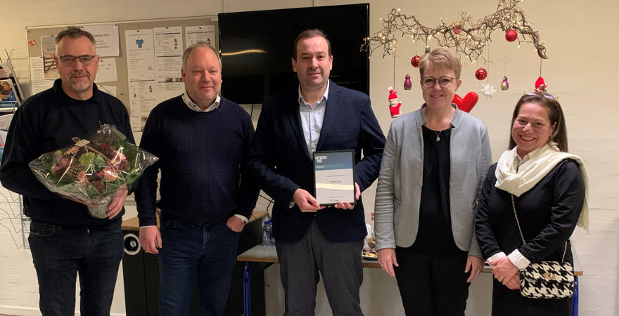 Fra v mod h: Karsten Mikkelsen (Soltra), Kim Ulv Christensen, Jose Ramón Matrínez Arias (Soltra), Gitte Foldager Pedersen, Seda Doduga Sandahl.