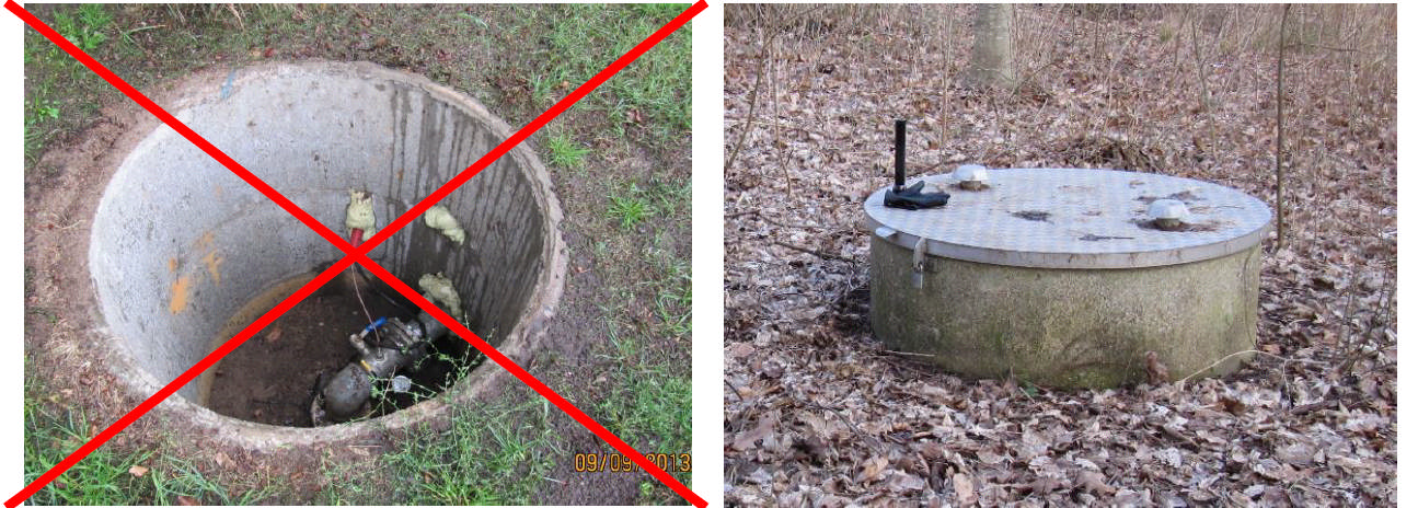 Billedet viser boring uden og med overbygning